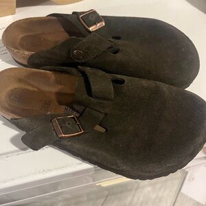 Womens Birkenstock Boston Clog Brown Suede 38